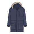 Vector Cartoon Dark Blue Parka Jacket