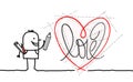 Cartoon Designer Drawing a New Graphic Heart Royalty Free Stock Photo