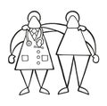 Vector cartoon doctor man and patient friendly and hugging