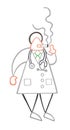 Vector cartoon doctor man standing and smoking cigarette Royalty Free Stock Photo