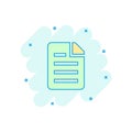 Vector cartoon document icon in comic style. Archive data file s