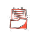 Vector cartoon document icon in comic style. Archive data file s