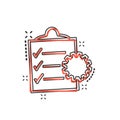 Vector cartoon document icon in comic style. Project management