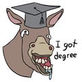 Vector cartoon donkey degree