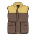 Vector Cartoon Down Vest. Brown Waistcoat