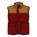 Vector Cartoon Down Vest Red and Brown Colors