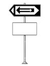 Vector Cartoon Drawing of Confusing Traffic Sign With Arrows Pointing Both Left and Right and Empty Space for Your Text