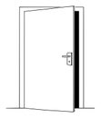 Vector Cartoon Drawing of Slightly Open Door, Opportunity to Enter Royalty Free Stock Photo