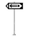 Vector Cartoon Drawing of Traffic Sign With Arrows Inside Arrows Pointing Both Left and Right Royalty Free Stock Photo