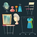 Vector cartoon dressing room collection for actress Royalty Free Stock Photo