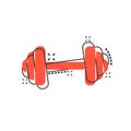 Vector cartoon dumbbell fitness gym icon in comic style. Barbell concept illustration pictogram. Bodybuilding sport business Royalty Free Stock Photo