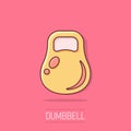 Vector cartoon dumbbell fitness gym icon in comic style. Barbell concept illustration pictogram. Bodybuilding sport business