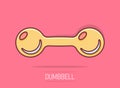 Vector cartoon dumbbell fitness gym icon in comic style. Barbell concept illustration pictogram. Bodybuilding sport business