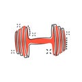 Vector cartoon dumbbell fitness gym icon in comic style. Barbell Royalty Free Stock Photo