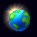 Vector cartoon earth planet globe black Royalty Free Stock Photo