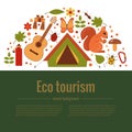 Vector cartoon eco tourism icons