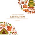 Vector cartoon eco tourism icons