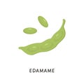 Vector cartoon Edamame green beans illustration. Soybean pods isolated on white background. Soy product. Royalty Free Stock Photo