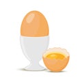 Vector cartoon egg in egg-cup, yolk and shell Royalty Free Stock Photo