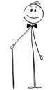 Vector Cartoon of Elegant Dandy Man with Bow Tie and Walking Stick Royalty Free Stock Photo