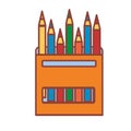 Cartoon Emoji Color pens Icon Isolated Illustration