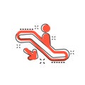 Vector cartoon escalator elevator icon in comic style. Escalator Royalty Free Stock Photo