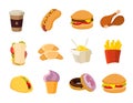 Vector cartoon fast food collection Royalty Free Stock Photo