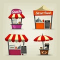 Vector cartoon fastfood street food stand illustration in festival