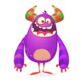 Vector cartoon of fat and fluffy Halloween monster. Isolated.