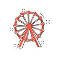 Vector cartoon ferris wheel icon in comic style. Carousel in par