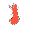 Vector cartoon Finland map icon in comic style. Finland sign ill