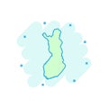 Vector cartoon Finland map icon in comic style. Finland sign ill