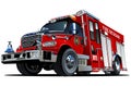 Vector Cartoon Fire Truck Royalty Free Stock Photo