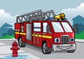 Cartoon of firefighter truck illustration Royalty Free Stock Photo