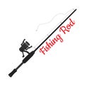 Vector cartoon fishing rod, spinning with hook