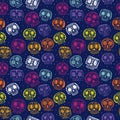 Vector cartoon flat Day of the Dead seamless pattern