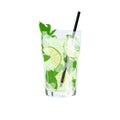 Vector illustration of fresh Mojito cocktail isolated on white background. Royalty Free Stock Photo