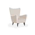 Vector cartoon flat illustration of modern beige armchair isolated on white background. Royalty Free Stock Photo