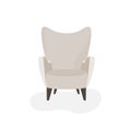 Vector cartoon flat illustration of modern beige armchair isolated on white background. Royalty Free Stock Photo