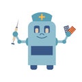 Vector cartoon flat medical robot nurse