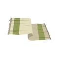 Vector cartoon flat style light green towel vector icon. Stylized bath and spa accessory on white background.