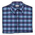 Vector Cartoon Folded Blue Checkered Men Shirt