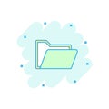 Vector cartoon folder document icon in comic style. Archive data