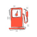 Vector cartoon fuel gas station icon in comic style. Car petrol Royalty Free Stock Photo