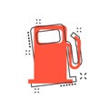 Vector cartoon fuel gas station icon in comic style. Car petrol Royalty Free Stock Photo