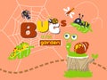 Vector cartoon of funny bugs in garden Royalty Free Stock Photo