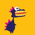 Vector cartoon funny dragon. Cartoon Dinosaur.