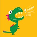 Vector cartoon funny dragon. Cartoon Dinosaur.