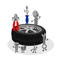 Vector cartoon funny illustration of auto service Royalty Free Stock Photo