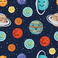 Pattern of the planets of the solar system. Bright beautiful smiling planet. Vector illustration